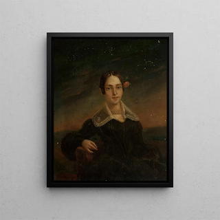 Portrait of a young woman - Ambroży Mieroszewski — framed artwork on a wall
