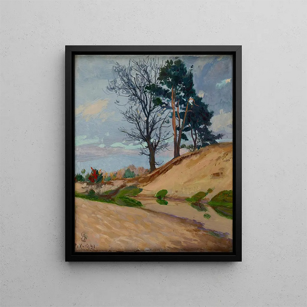Sandy riverbank of the Kamienna River - Ambroży Sabatowski — framed artwork on a wall