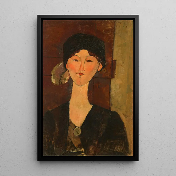 Beatrice Hastings devant une porte - Amedeo Modigliani — framed artwork on a wall