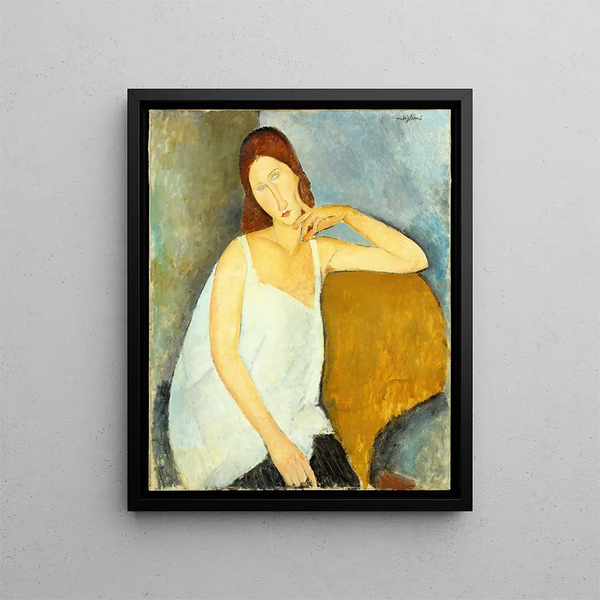 Jeanne Hébuterne - Amedeo Modigliani — framed artwork on a wall