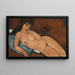 Nude on a blue cushion - Amedeo Modigliani — framed artwork on a wall