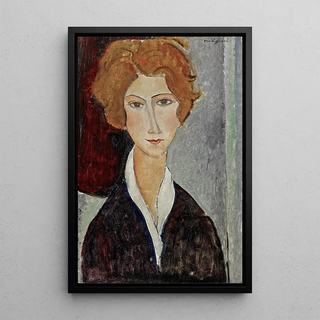 Portrait of a woman - Amedeo Modigliani — framed artwork on a wall