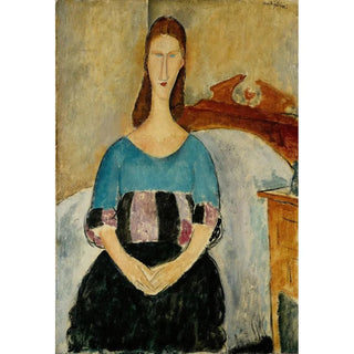 Portrait of Jeanne Hébuterne Sitting - Amedeo Modigliani — artwork view