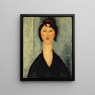 Portrait of a Young Woman - Amedeo Modigliani — framed artwork on a wall