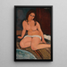 Nude Sitting Painting - Amedeo Modigliani — framed artwork on a wall