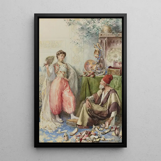 Reproduction of the painting The Shoemaker of the Harem - Amedeo Simonetti