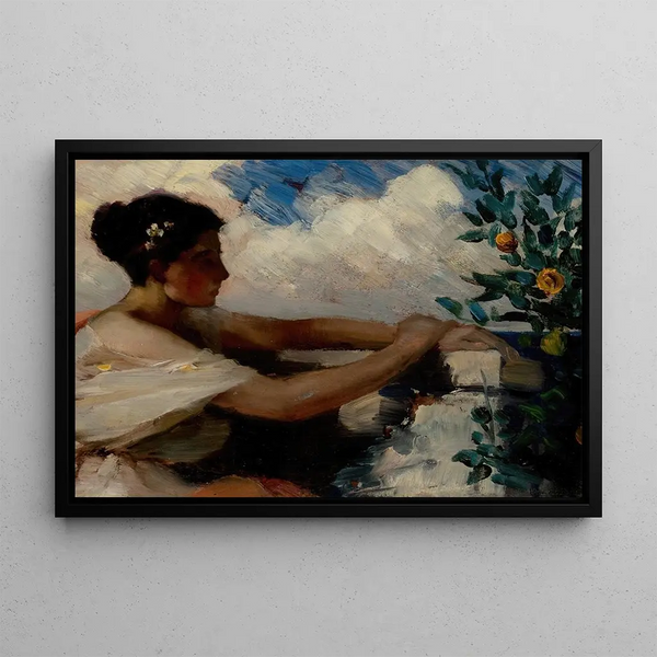A Moment of Reflection - American School — framed artwork on a wall