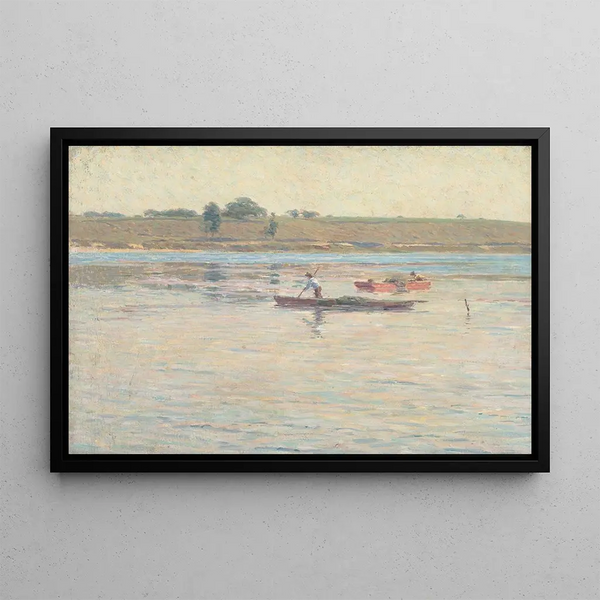 Landscape with Fishermen - American School — framed artwork on a wall