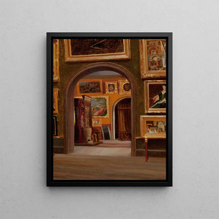 Interior studio painting, perhaps the Boston Athenaeum - American School — framed artwork on a wall