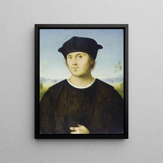 Portrait of a Man - Amico Aspertini — framed artwork on a wall