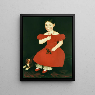 Girl in Red Dress - Ammi Phillips — framed artwork on a wall