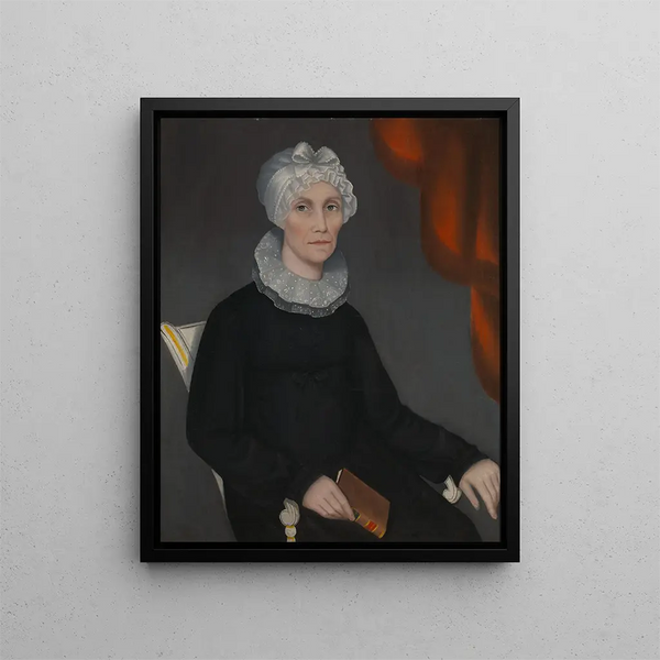 Portrait painting of Mrs. Robinson - Ammi Phillips — framed artwork on a wall
