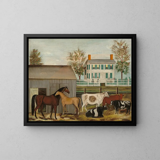 La Cour de ferme - Amzi Emmons Zeliff — framed artwork on a wall