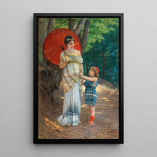 The Red Parasol - Anatolio Scifoni — framed artwork on a wall