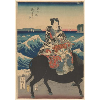Reproduction of the painting Enoshima Island Wave Figure on a Ox - Andō Hiroshige