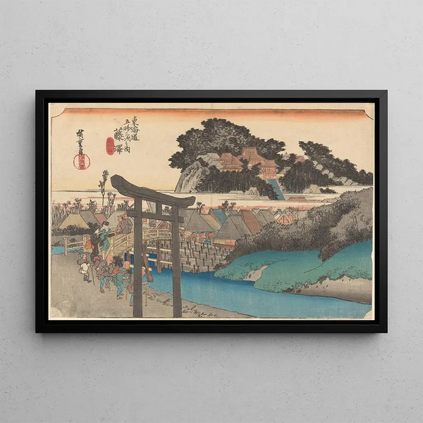 Temple Fujisawa Yugyōji - Andō Hiroshige — framed artwork on a wall