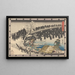 En marche sur le pont - Andō Hiroshige — framed artwork on a wall