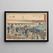 Porteurs de Nihonbashi, etc. sur le pont, scène d'été - Andō Hiroshige — framed artwork on a wall