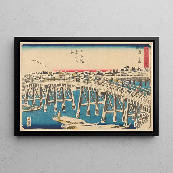 Nihonbashi sous la neige - Andō Hiroshige — framed artwork on a wall