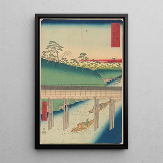 Pont Ochanomizu - Andō Hiroshige — framed artwork on a wall