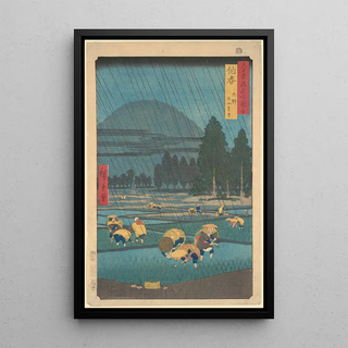 Reproduction of the painting Rice Plantation Painting under the Rain in Ono Prefecture of Hoki - Andō Hiroshige