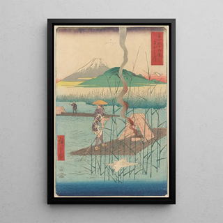 Reproduction of the painting Radeau Shoshiyu among the reeds - Andō Hiroshige
