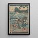 Trois femmes et vagues - Andō Hiroshige — framed artwork on a wall