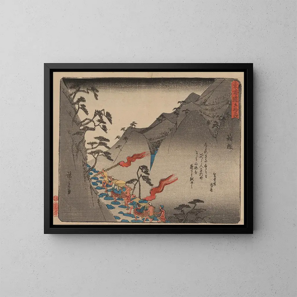 Tokaido gojusantsugi, planche 11 - Andō Hiroshige — framed artwork on a wall