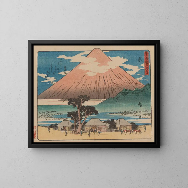 Tokaido gojusantsugi, planche 14 - Andō Hiroshige — framed artwork on a wall