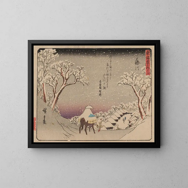 Tokaido gojusantsugi, planche 38 - Andō Hiroshige — framed artwork on a wall