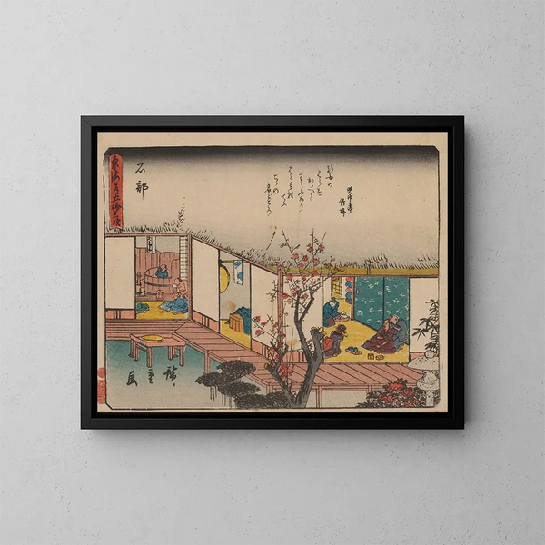 Tokaido gojusantsugi, planche 52 - Andō Hiroshige — framed artwork on a wall