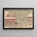 Two Red Pavilions in the Snow - Andō Hiroshige — framed artwork on a wall