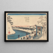 Trees, houses, people, ducks on the river - Andō Hiroshige — framed artwork on a wall
