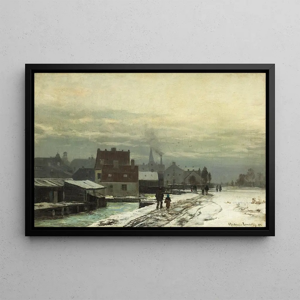 Winter Landscape Painting - Anders Andersen-Lundby — framed artwork on a wall
