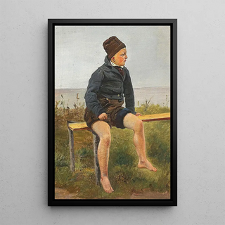 Reproduction of the painting A Boy Fisherman - Anders Christian Lunde