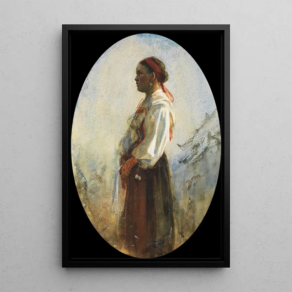 A Young Farm Girl - Anders Zorn — framed artwork on a wall