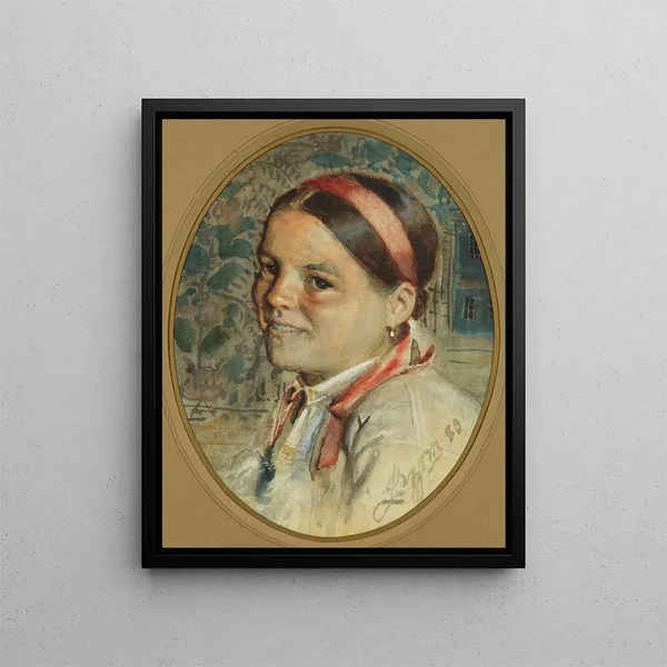 Head of Woman - Anders Zorn — framed artwork on a wall