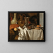 Nature morte avec un pichet, un plateau avec un citron, un luth, un récipient en céramique et d'autres objets sur une table - André Bouys — framed artwork on a wall