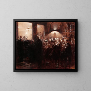 In the auction room - André Castaigne — framed artwork on a wall