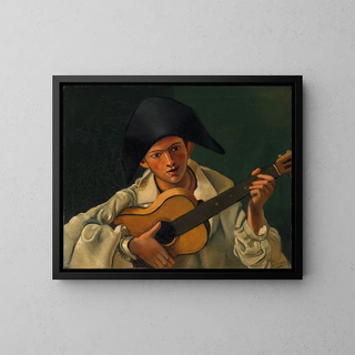 Bust of Harlequin with Guitar - André Derain — framed artwork on a wall