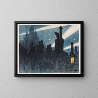 Two Zeppelins over Paris - André Hell — framed artwork on a wall