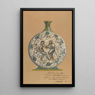 Vase with dancing figures - André Metthey — framed artwork on a wall