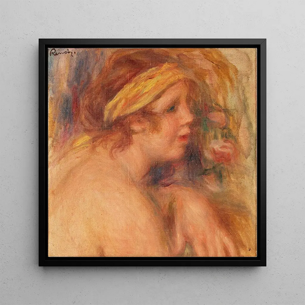 André with Yellow Turban Fragment - Pierre-Auguste Renoir — framed artwork on a wall