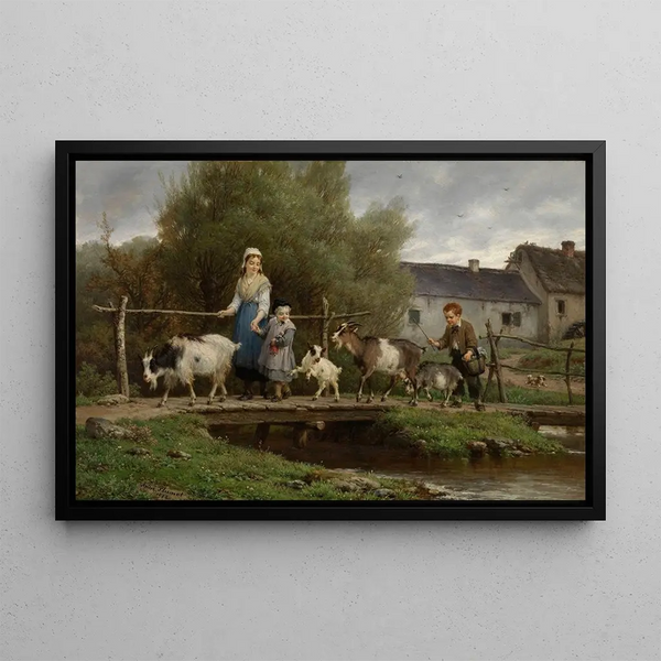 On the plank bridge - André Plumot — framed artwork on a wall