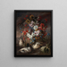 Floral Still Life with a Parrot and Ducks - Andrea Belvedere — framed artwork on a wall