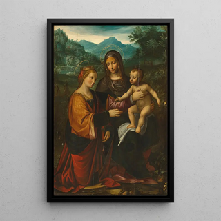 Reproduction of the painting La Vierge à l'Enfant avec sainte Catherine d'Alexandrie dans un paysage - Andrea Bianchi