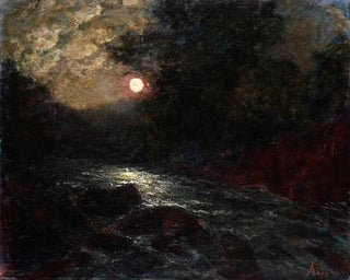 Night Marina Painting - Andrea Figari — artwork view