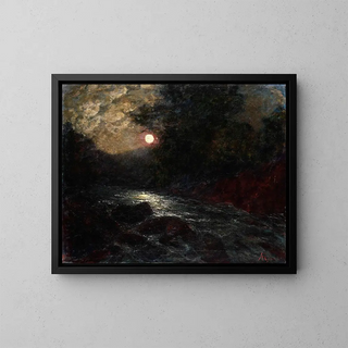 Night Marina Painting - Andrea Figari — framed artwork on a wall