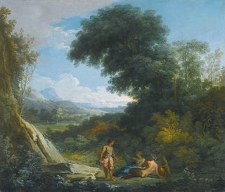A faun and a nymph lying in a landscape - Andrea Locatelli — artwork view