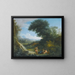 A faun and a nymph lying in a landscape - Andrea Locatelli — framed artwork on a wall
